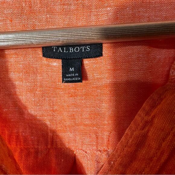 Talbots Side Button Linen Band Collar Popover Size Medium - Picture 9 of 9